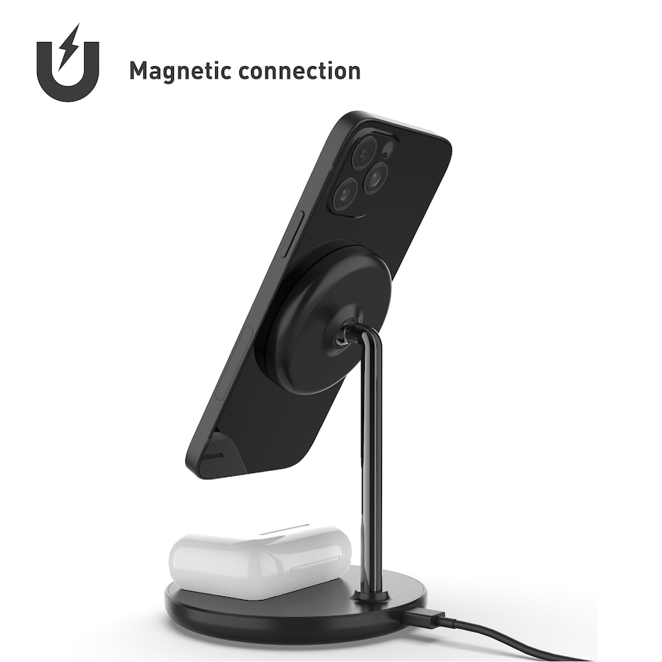 image 1 of SilverLabel 2 in 1 Wireless Charging Stand Black