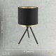 image 7 of Black Tripod Table Lamp with Gold Metal Ring and Cotton Drum Shade