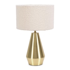 ValueLights Jax Antique Brass Touch Table Lamp Cream Boucle Shade