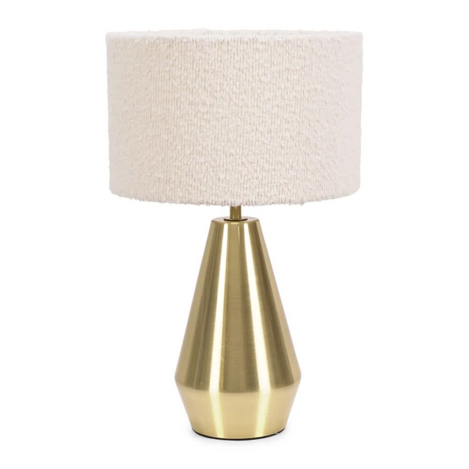 image 1 of ValueLights Jax Antique Brass Touch Table Lamp Cream Boucle Shade