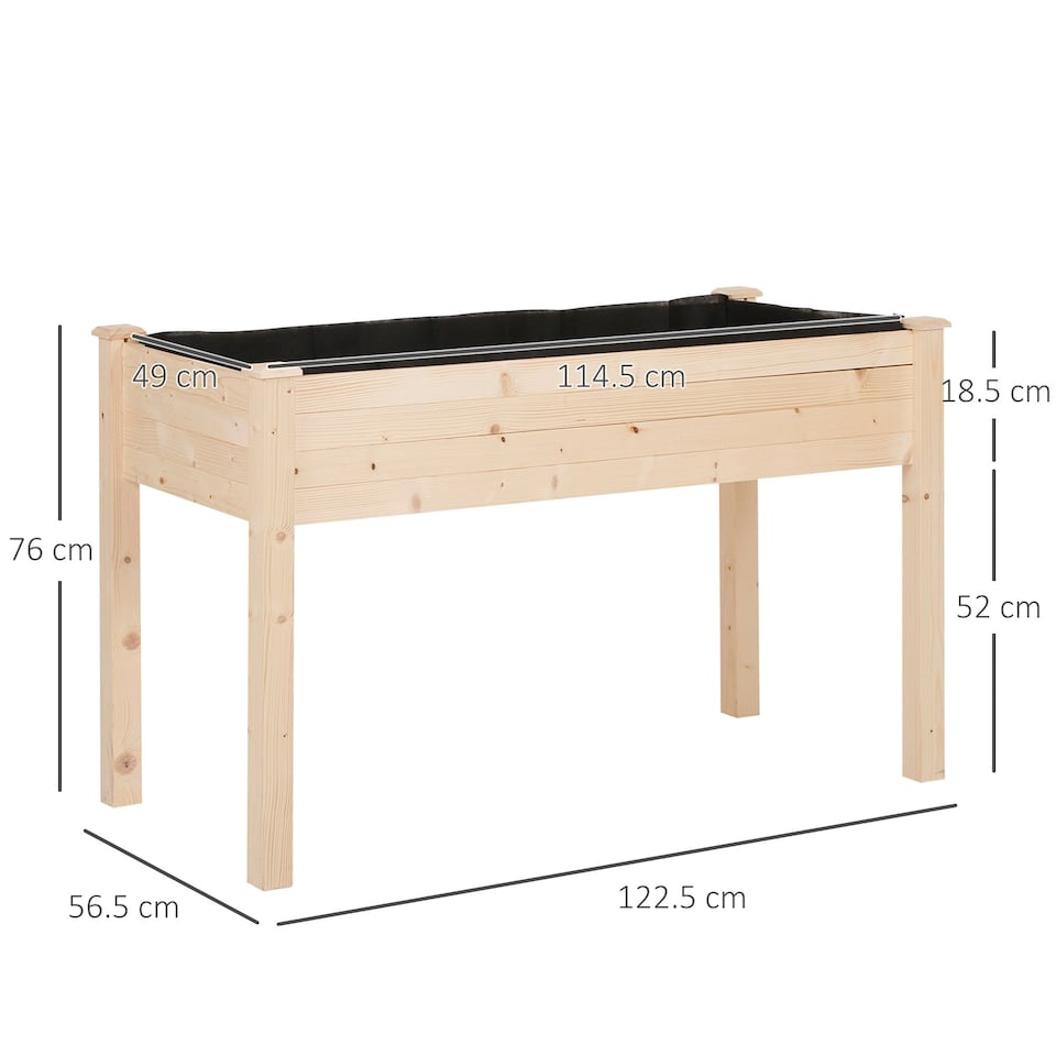 image 1 of Outsunny Raised Wood Garden Bed Planter Vegetables Grow Flower Herbs