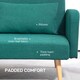 image 5 of HOMCOM Click Clack Sofa Bed, 3 Seater Sofa, Convertible Bed Settee, Modern Fabric Loveseat Sofa Couch with 2 Cushions for Living Room, Guest Room, Green