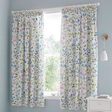 D & D Sweetpea Floral Pencil Pleat Curtains Lilac