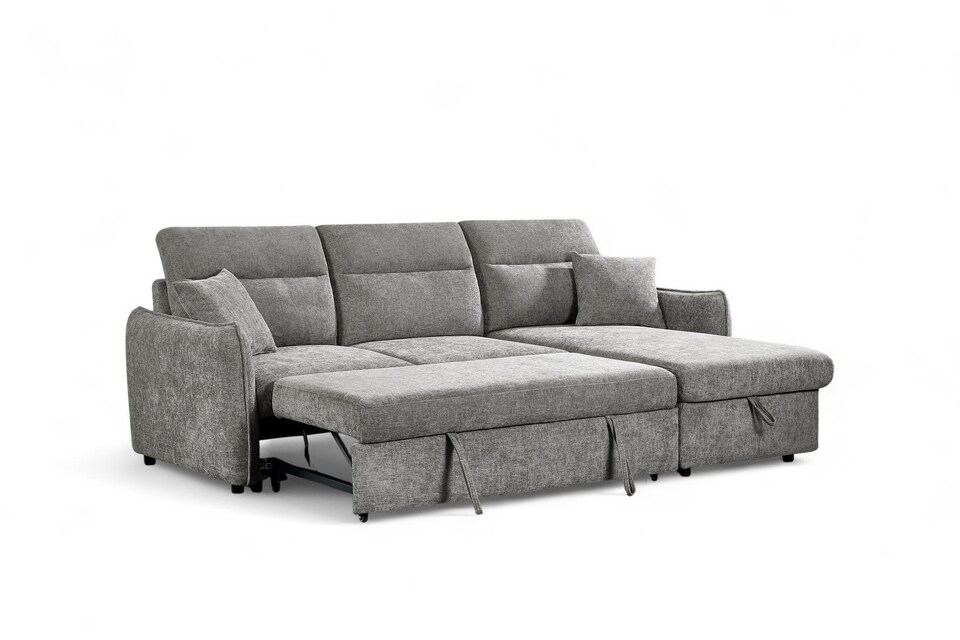 image 1 of Grey Chenille Fabric 2C1 Corner Sofabed with Storage ARCHIE