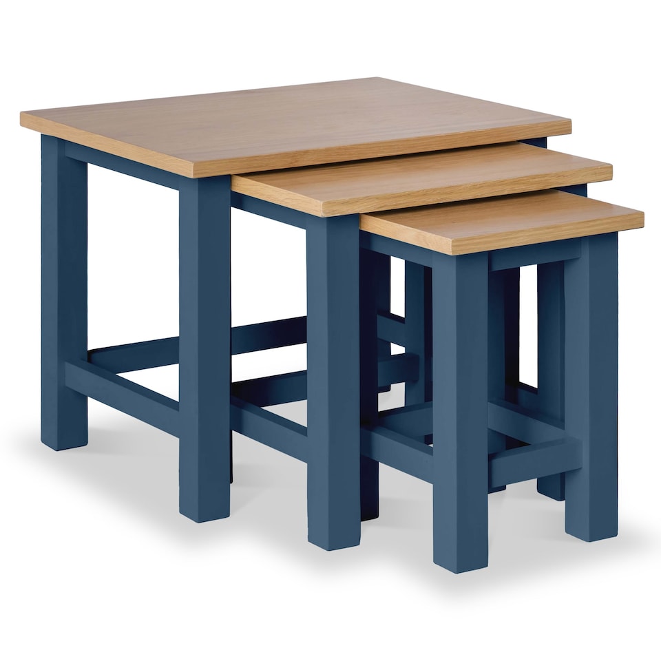 image 1 of Farro Navy Blue Nest of 3 Tables - Fully Assembled - By Roseland Furniture