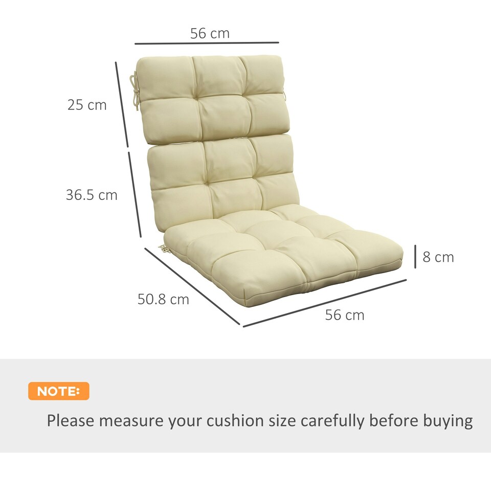 image 1 of Outsunny 2pc Outdoor Seat Cushion with Backrest, Ties, for Garden, Beige 