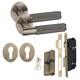 image 1 of Golden Grace Straight T-Bar Knurled Euro Lock Door Handle Set in Antique Brass with 70mm Key and Deadbolt Bronze
