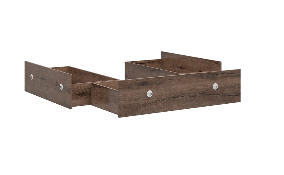 image 1 of King Size Bed with Storage Drawers Shelves Dark Oak Effect Headboard Euro 160cm Wooden Slats Nepo