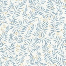 Grandeco Maison Floral Trail Vinyl Textured Wallpaper - Blue - 10m x 53cm Blue