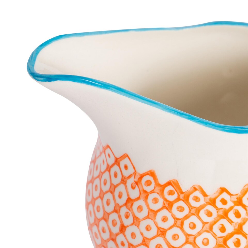 image 1 of Nicola Spring Hand-Printed Milk Jug - 300ml - Orange | Orange | Orange