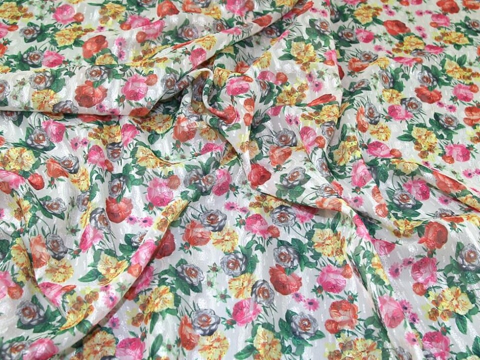 Multicoloured Chiffon Dobby Fabric for Dressmaking, 138cm / 54" Wide - per metre