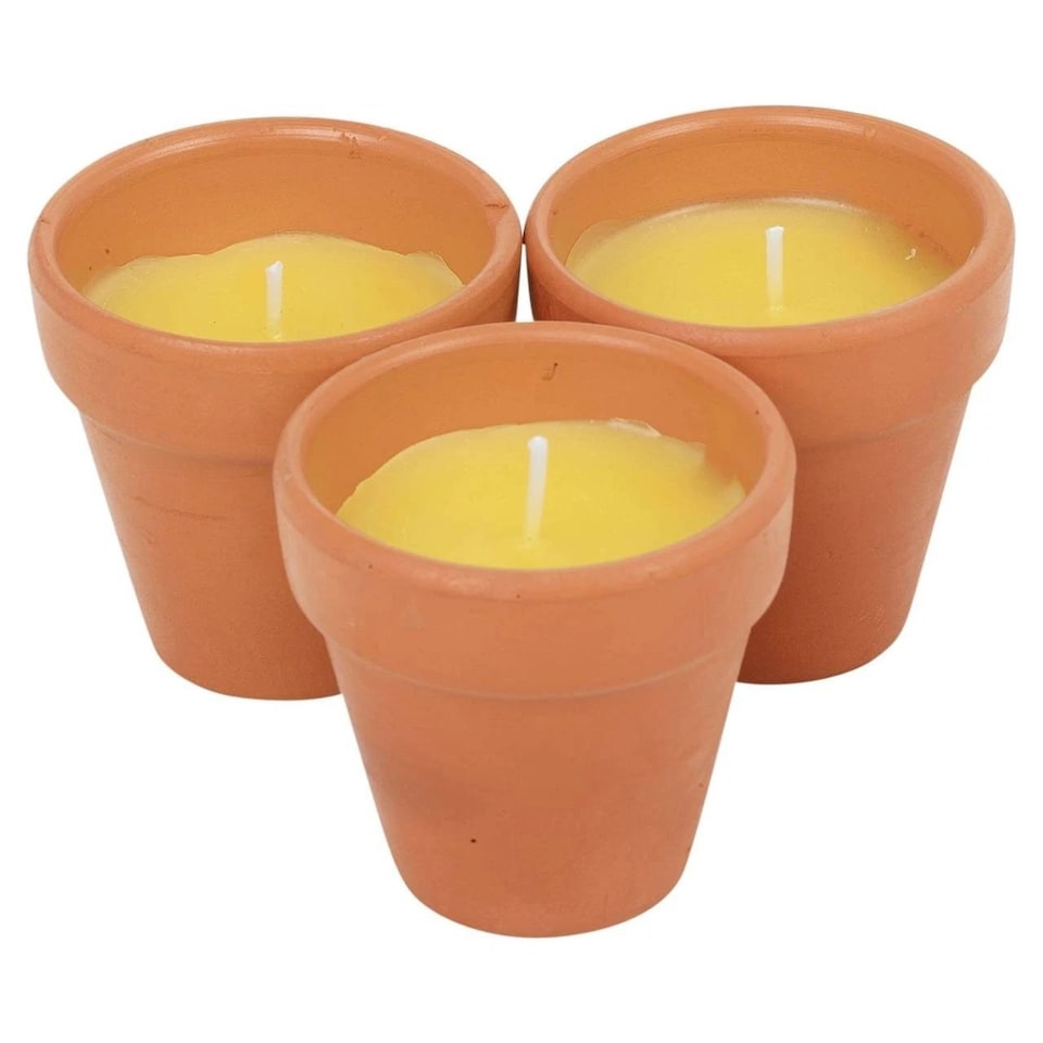 image 1 of Citronella Scented Candles Bug Mosquito Fly Repellent Indoor Garden Wax | Brown | Set of 3 | Not provided