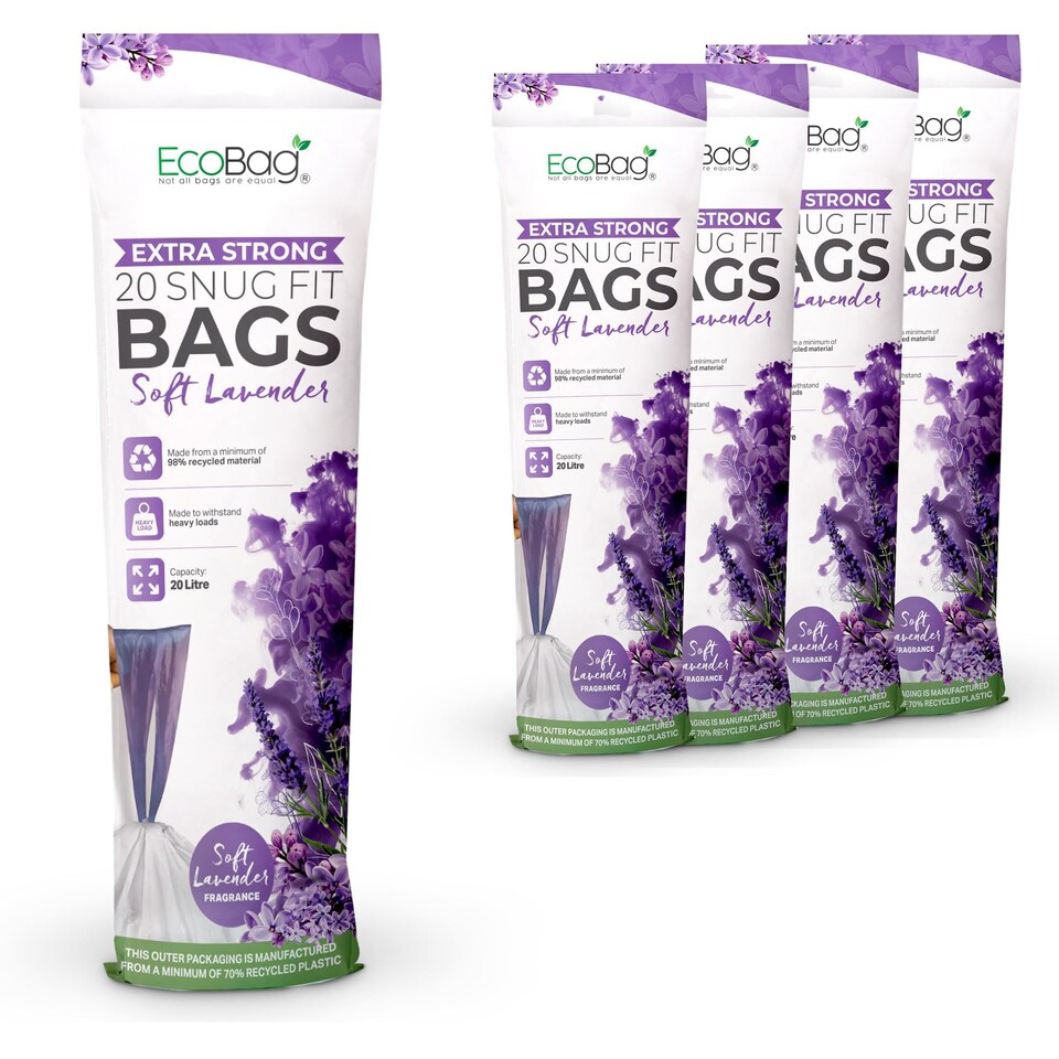 image 1 of Ecobag Lavender Scented Kitchen Drawstring Bin Liners Extra Strong Odour Control
