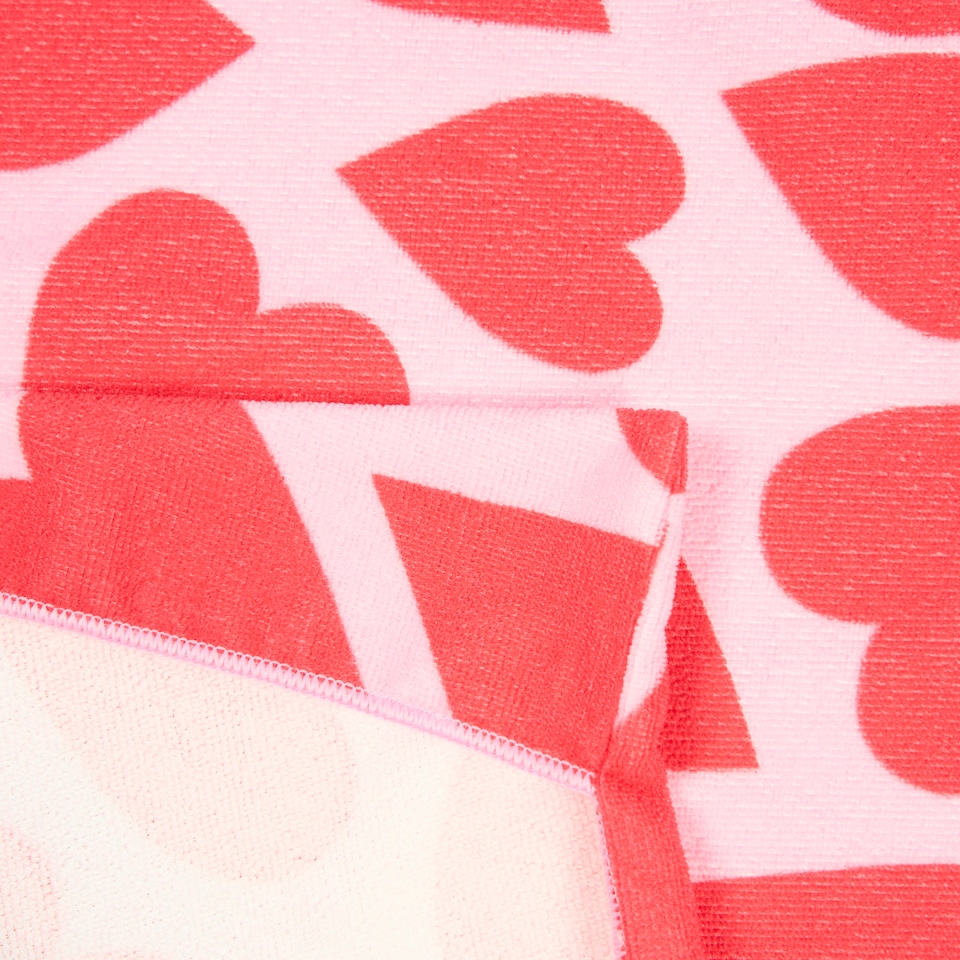 image 1 of OHS Heart Print Microfibre Quick Dry Spa Bath Beach Chair Cover Towel Bag Pink