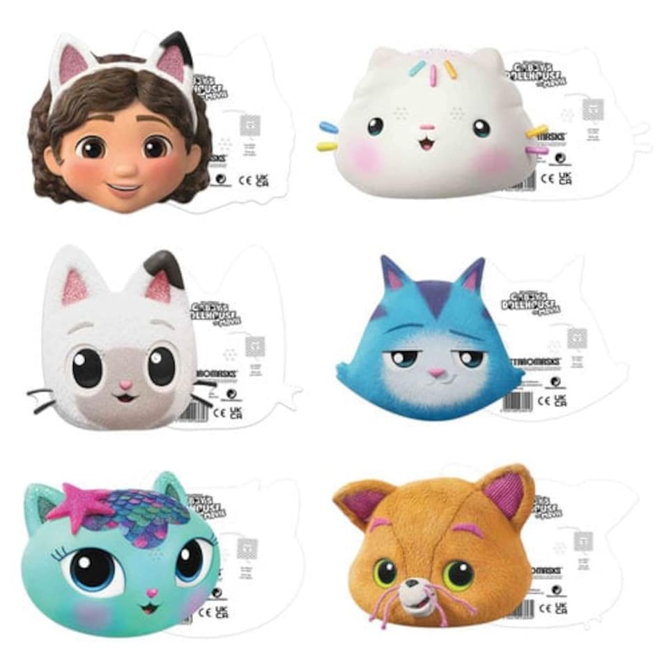 image 1 of Gabby's Dollhouse The Movie Cardboard Face Masks - Pack of 6