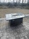 image 4 of Fimous 6 Seater Outdoor Rattan Sofa Set Garden Furniture Gas Firepit Set Dining Table Heater Dark Grey Mixed
