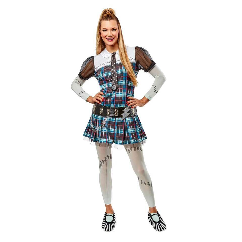 Monster High Womens/Ladies Frankie Stein Costume - Blue/White/Black - 10 UK - 12 UK One Size