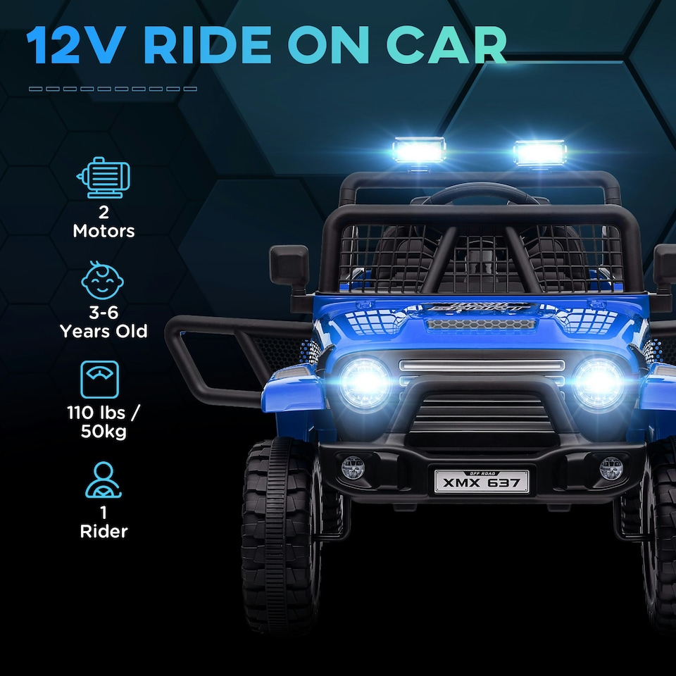 image 1 of AIYAPLAY Kids Ride On Car, 12V Electric Truck w/ Suspension, Blue