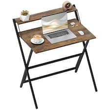 HOMCOM 81.5 cm Folding Computer Desk for Small Spaces Bedroom | Brown