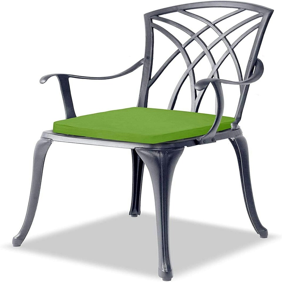 image 1 of Centurion Supports OSHOWA Luxurious Garden and Patio Table and 4 Large Chairs with Armrests Cast Aluminium Bistro Set - Grey with Green Cushions