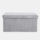 image 2 of OHS Soft Fleece Ribbed Long Rectangle Foldable Footstool Seat Storage Organiser Ottoman Grey
