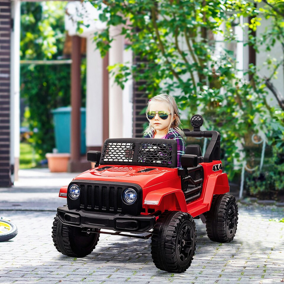 image 1 of HOMCOM 12V Kids Electric Ride On Car Truck Off-road Toy W/ Remote Control Red