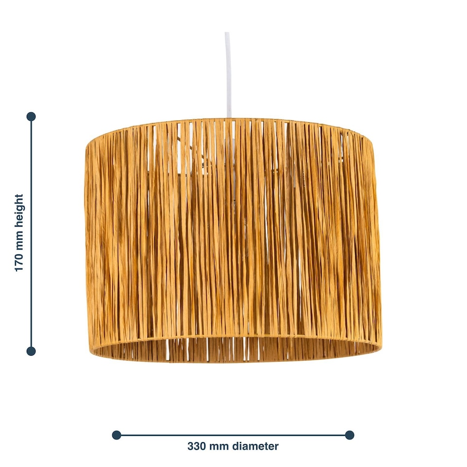 image 1 of Raffia - Natural 33cm Straw Pendant or Lamp Shade | Cream | Large | 1