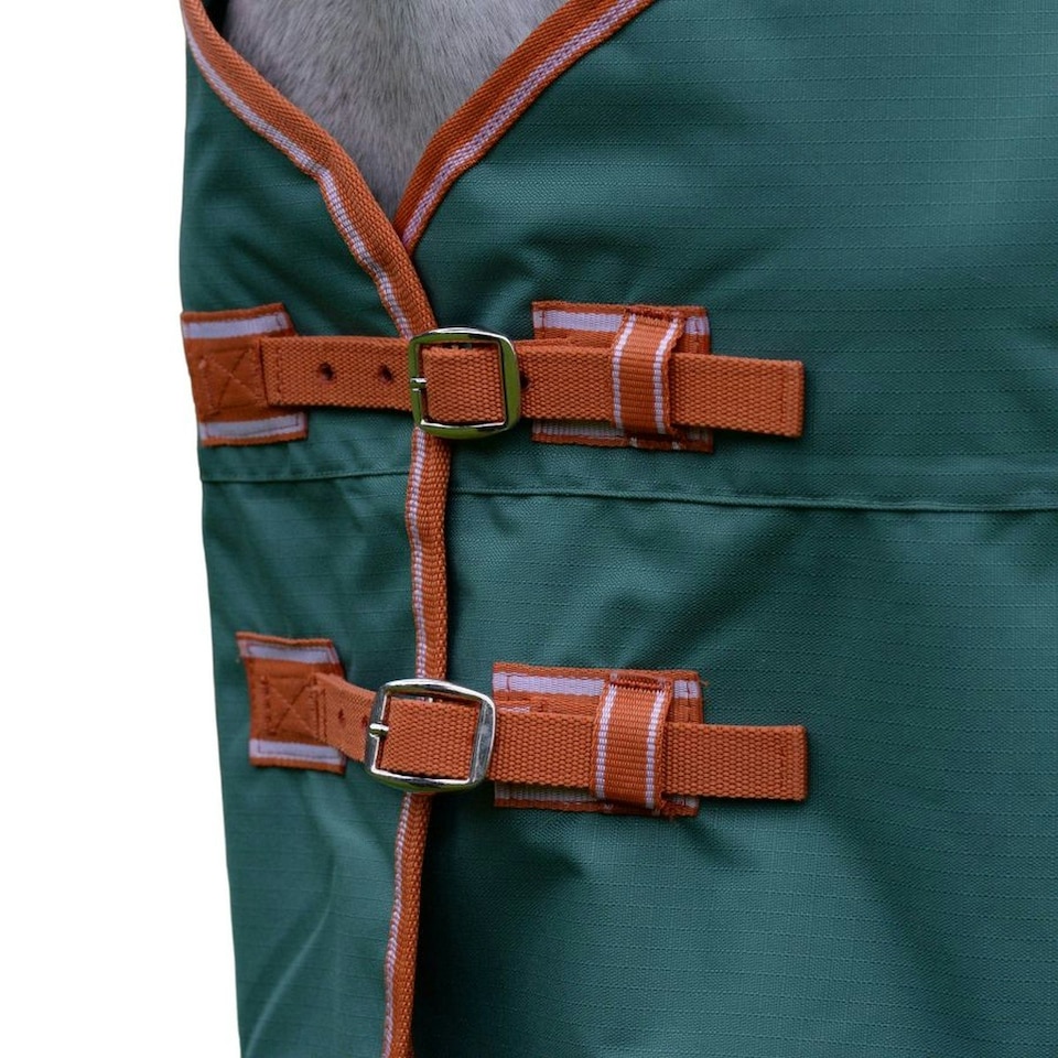 image 1 of Weatherbeeta Comfitec Tyro Plus Combo Neck Lightweight Horse Rug - Green/Burnt Orange/White - 6´ 9"