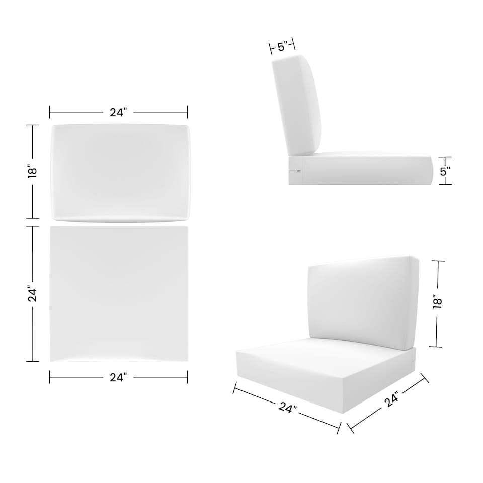image 1 of Covers&All Outdoor Seat / Back Cushions, Durable Cover Rite Fabric, 24 in L x 24 in W x 5 in Thick, Beige