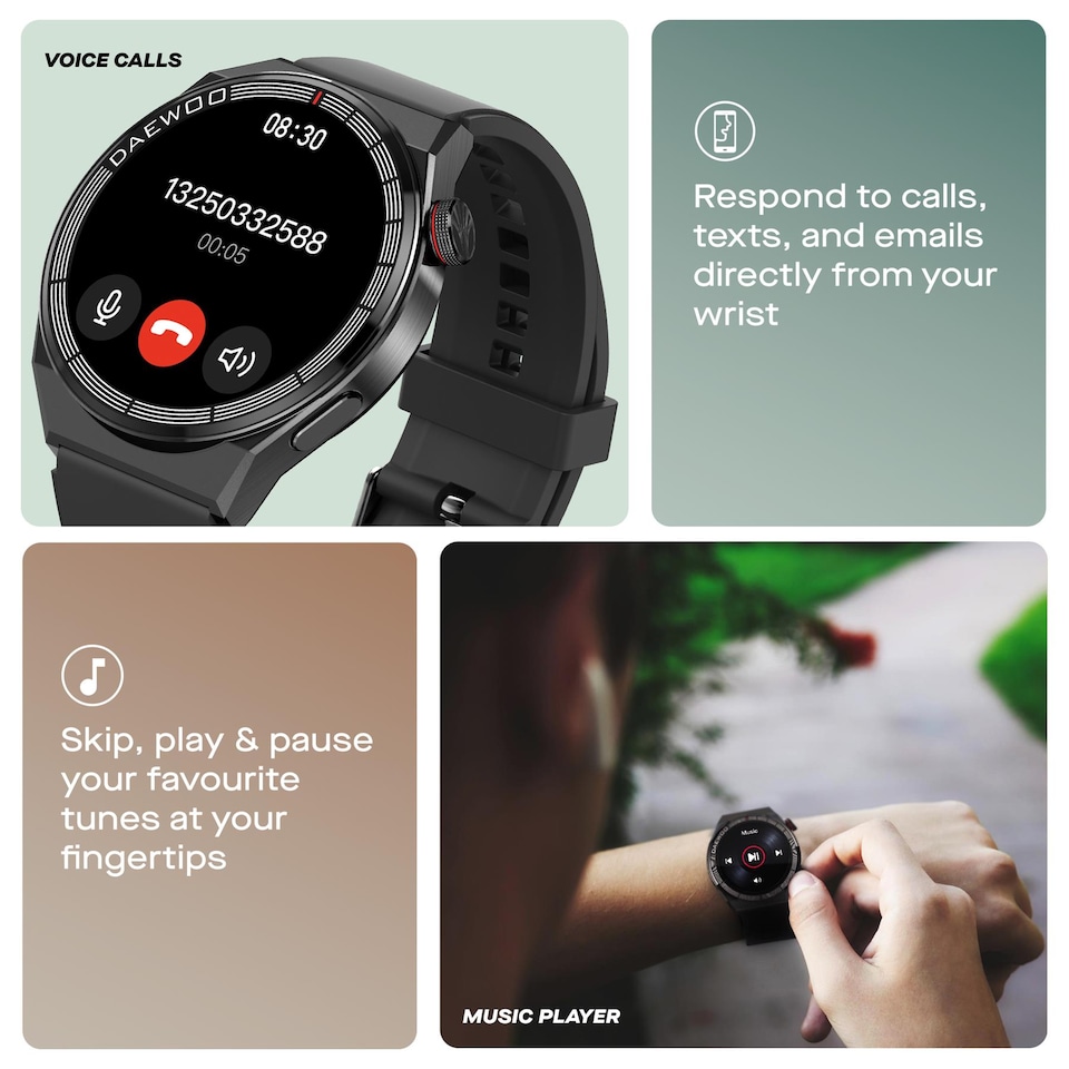 image 1 of Daewoo CNX Smartwatch Calls, Notifications & Fitness Tracking - Black
