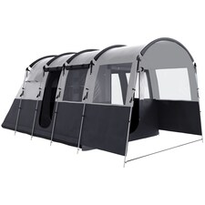Outsunny 8-Person Camping Tent Tunnel Design with 4 Large Windows Dark Grey