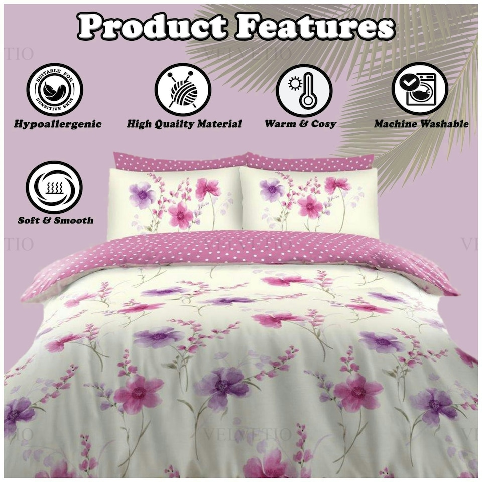 image 1 of VELVETIO Claire Complete Duvet Cover Set with Fitted Sheet Luxury Bedding Quilt Multi | King
