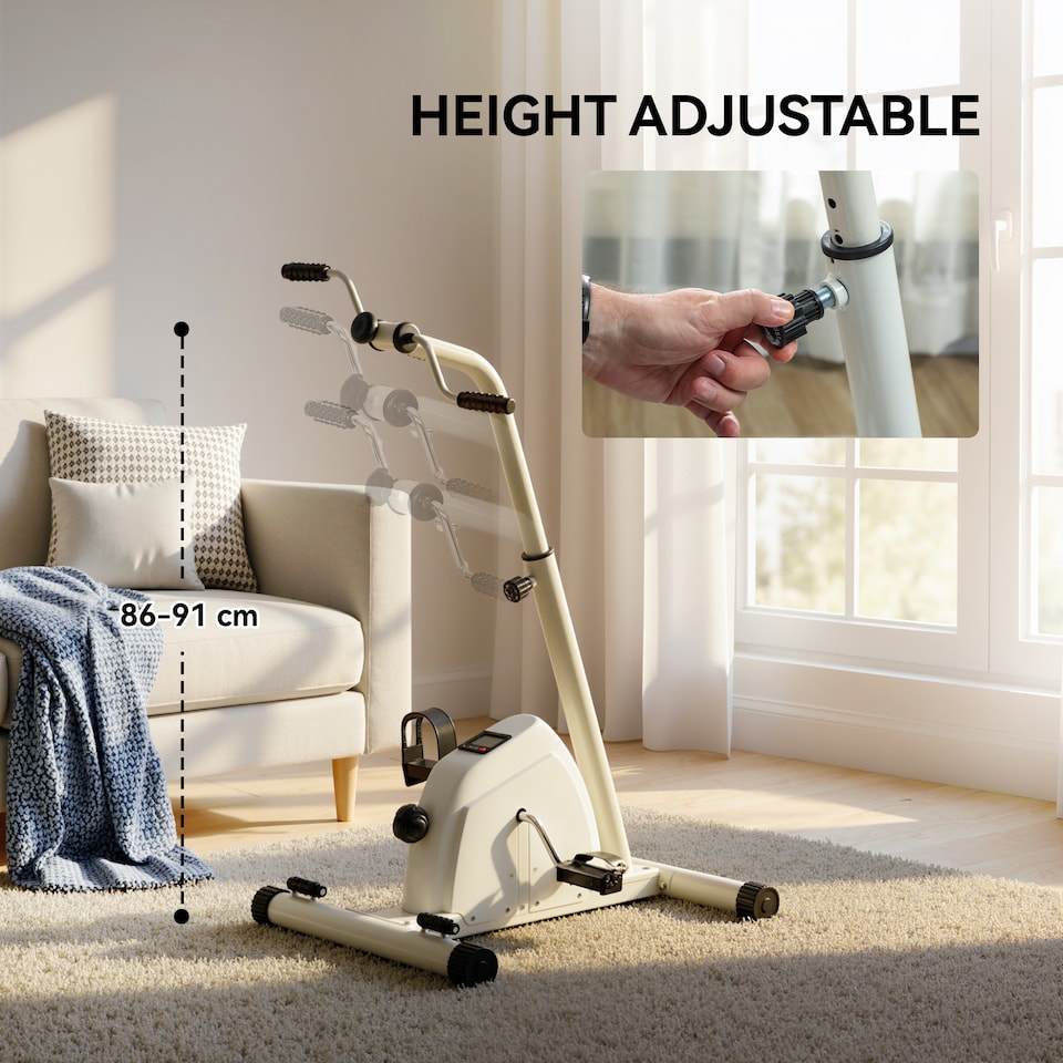 image 1 of SPORTNOW Seated Pedal Exerciser, Hand Arm Knee Leg Exercise Bike, Height-adjustable, with LCD Display, Adjustable Resistance and Massage Rollers for Elderly Rehabilitation