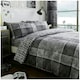 image 1 of VELVETIO Denim Check Printed Duvet Cover Set Reversible Polycotton Beddings Grey | King