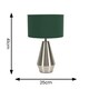 image 3 of ValueLights Jax Silver Metal Touch Dimmer Table Lamp with Forest Green Drum Shade