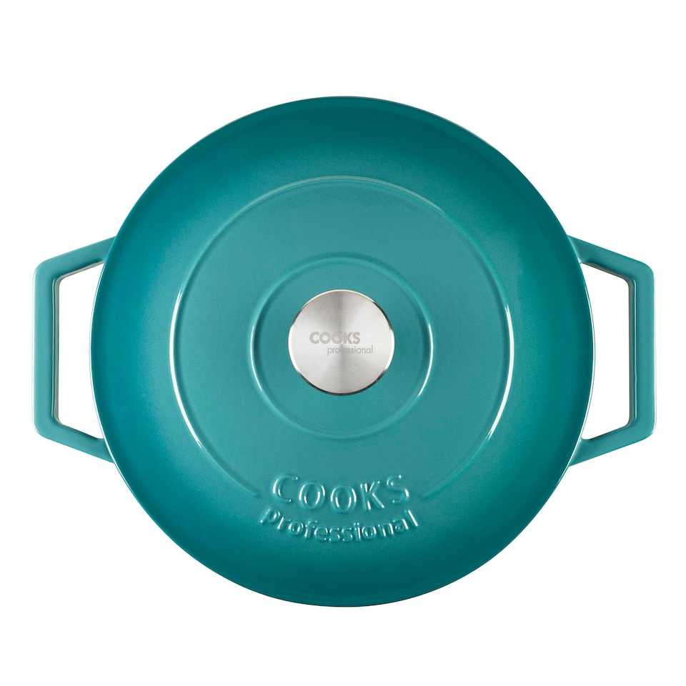 image 1 of Cooks Professional Cast Iron Casserole 26cm | 5.8L Capacity | Enamelled Inside & Out | Graduated Teal