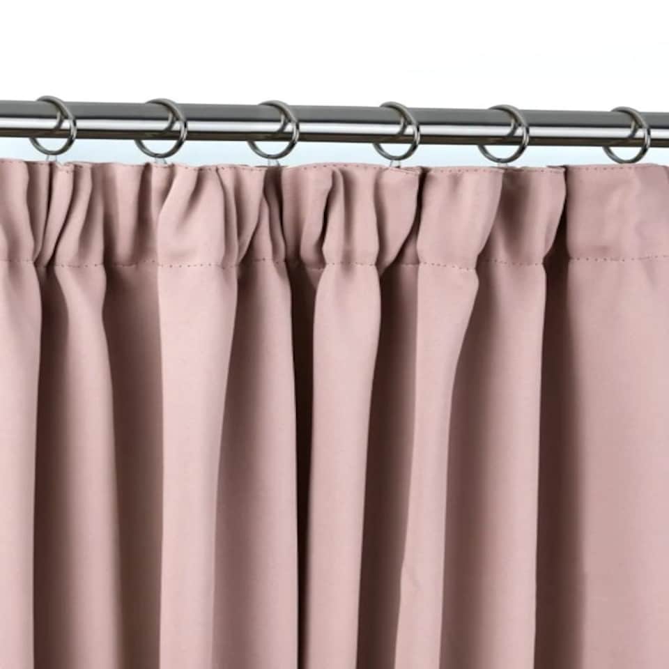 image 1 of Essential Woven Thermal Blackout Pencil Pleat Curtains 116cm x 137cm Blush Pink Pink | Pink