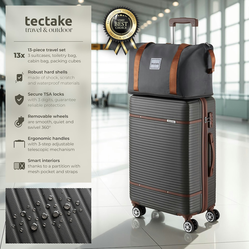 image 1 of Suitcase Set Madison - 13-piece, 3 suitcases, packing cubes, TSA lock Grey | Anthracite
