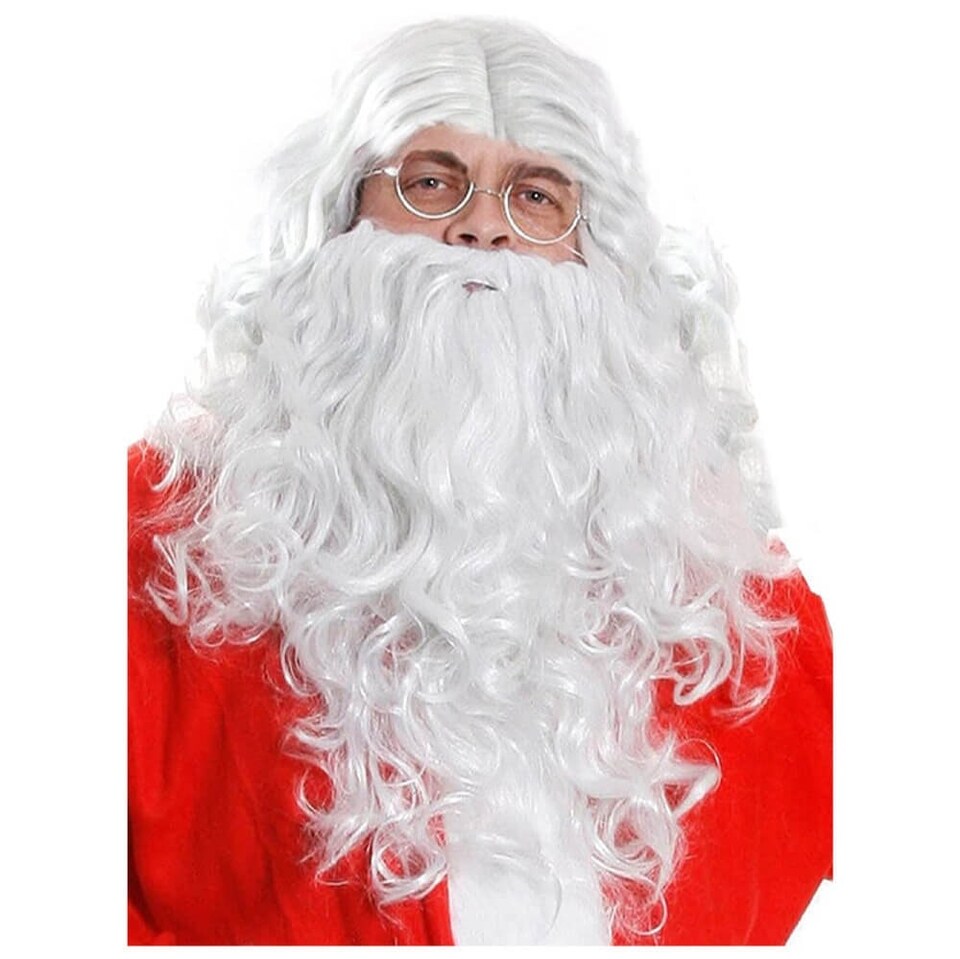 image 1 of Santa Wig and Beard Set – Christmas Fancy Dress Accessory | White | One Size