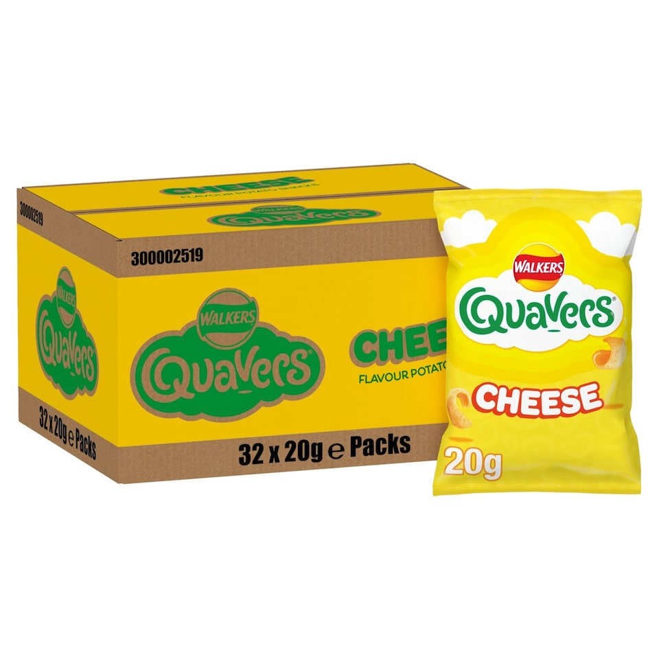 image 1 of Walkers Quavers Cheese Snacks Crisps 20g (Pack of 32)