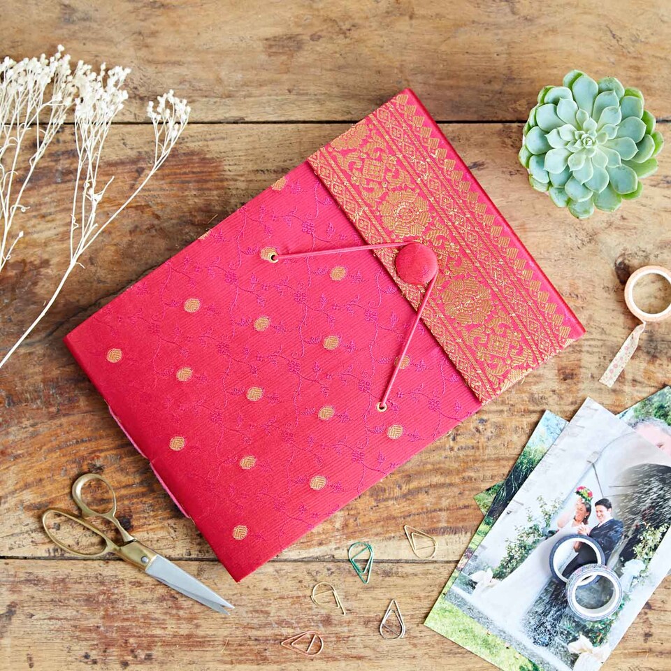 image 1 of Medium Sari Fabric Photo Album