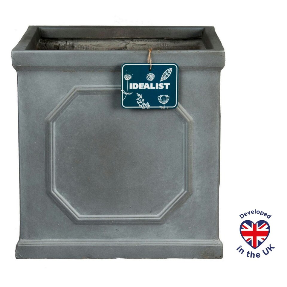 image 1 of Faux Lead Chelsea Box Square Grey Light Stone Garden Planter W45 H45 L45 cm, 91 ltrs Cap.
