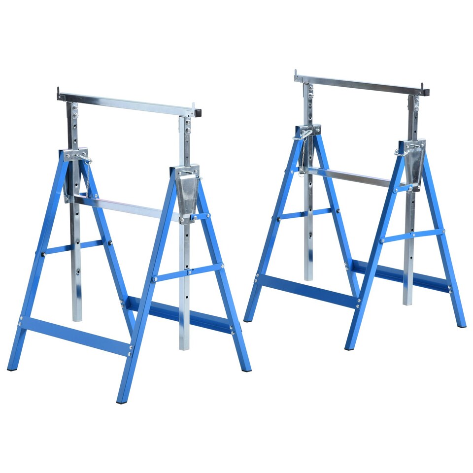 image 1 of HOMCOM 2-piece steel sawhorse set Telescopic building