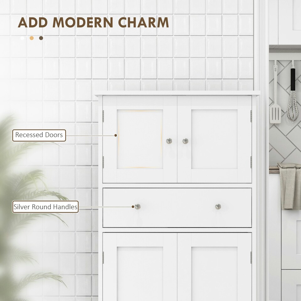 image 1 of HOMCOM Kitchen Cupboard Kitchen Cabinet with Drawer and Adjustable Shelf White