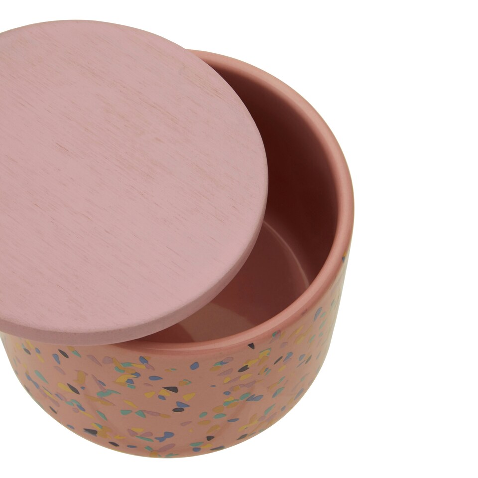 image 1 of Interiors By Premier Small Pink Terrazzo Storage Canister,Kitchen Canister With Airtight Lid,Canister With Pastel Pink Hue