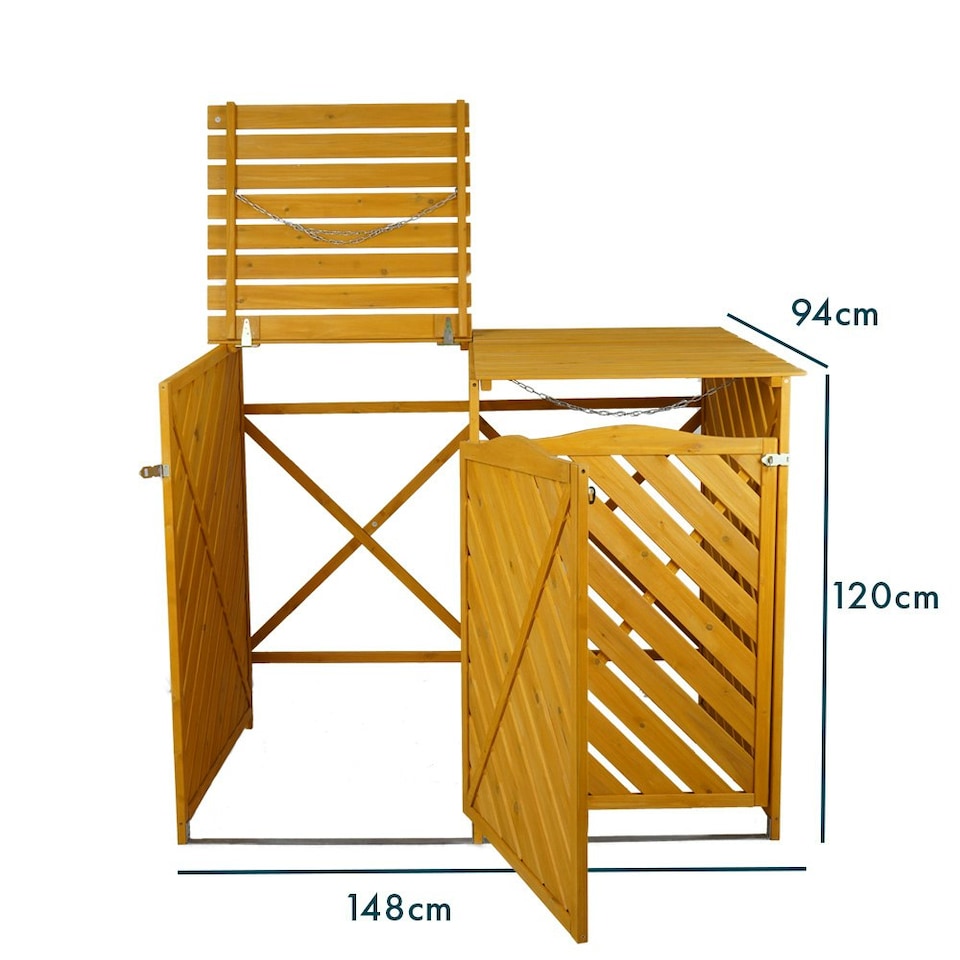 image 1 of Wooden Double Wheelie Bin Storage - Natural
