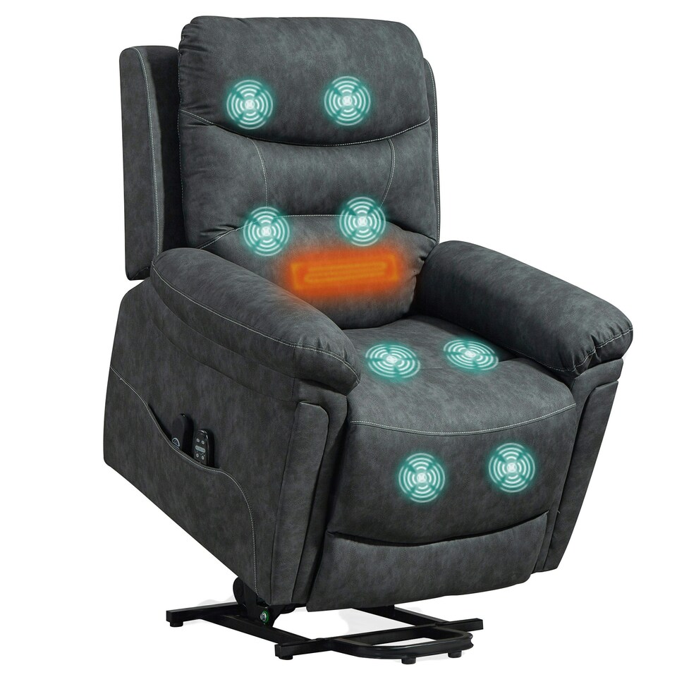 image 1 of HOMCOM Massage Recliner Chair, Lift Chair with Heat, USB, Remote, Grey Grey