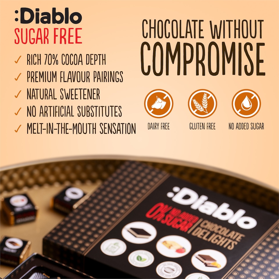 image 1 of Diablo No Added Sugar Chocolate Delights Selection Box 115g