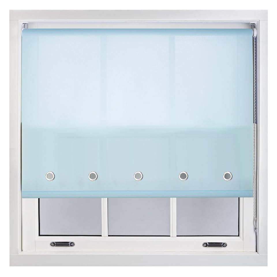 image 1 of FURNISHED Roller Blinds Daylight Round Eyelet Light Filtering Easy Fit Trimmable Window Blind | Blue | Duck Egg Blue | (W) 65cm x (L) 165cm