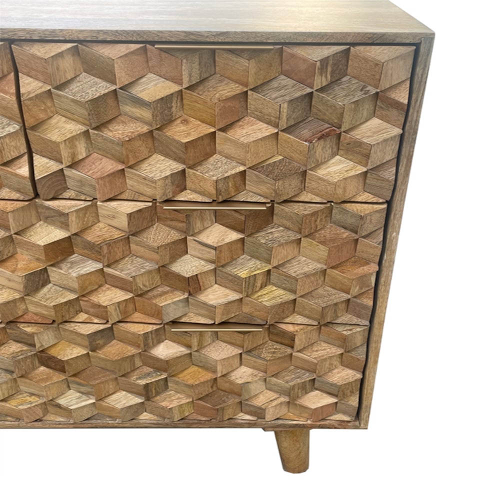 image 1 of Geometric 2+2 Drawer Chest of Drawer - Mango Wood - L45 x W90 x H96 cm - Mango Light Finish